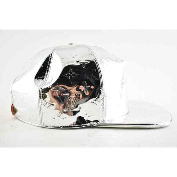 Louis Vuitton LV Mirror Cap Silver Monogram Logo Miroir Sun Baseball Hat 58cm - Picture 6 of 12